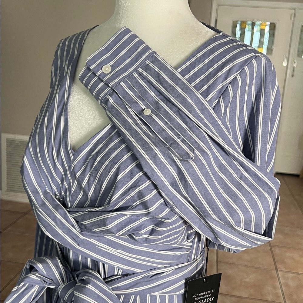 WHBM Poplin Twist-Front Midi Shirt Dress - Picture 5 of 15